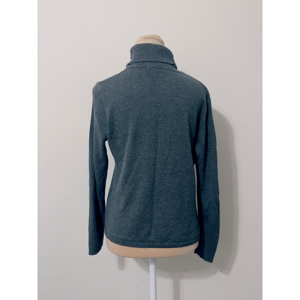 Polo Jeans Co Ralph Lauren Women Gray Turtleneck Sweater Large Flag Logo Preppy - Picture 4 of 6